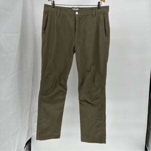 Livsn Mens Flex Canvas Pant Size 34x30 Green Outdoor Utility Hike Camp Roll Up